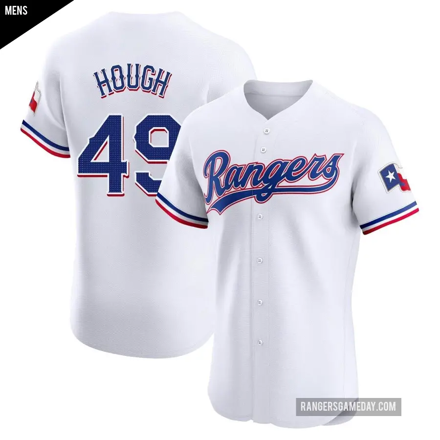 Men's Texas Rangers ＃49 Charlie Hough Elite White Home Jersey
