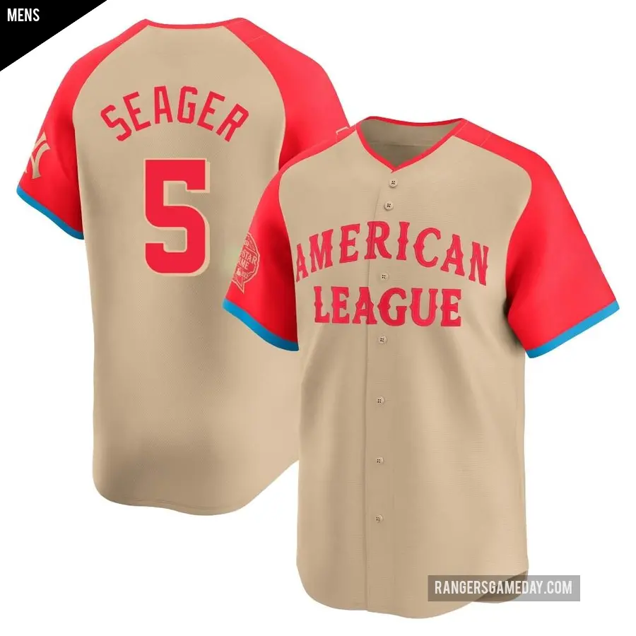 Men's Texas Rangers ＃5 Corey Seager Limited Cream American League 2024 All-Star Game Jersey