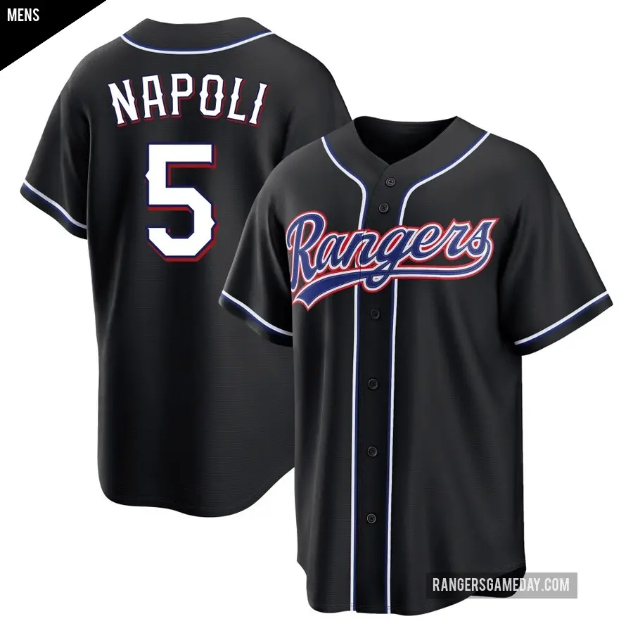Men's Texas Rangers ＃5 Mike Napoli Replica Black Fashion Out Jersey