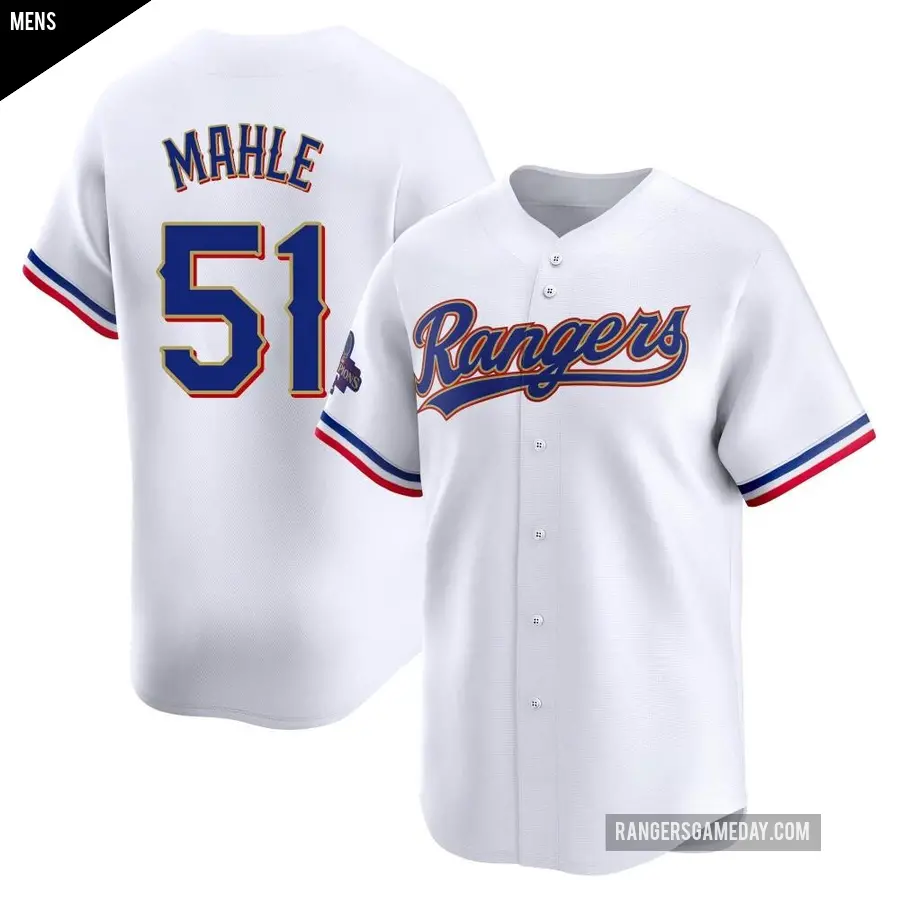 Men's Texas Rangers ＃51 Tyler Mahle Limited Gold White 2024 Collection Jersey