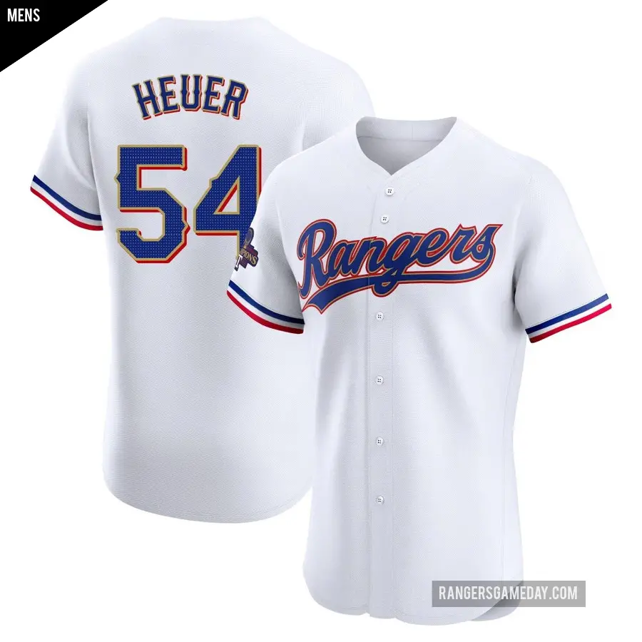 Men's Texas Rangers ＃54 Codi Heuer Elite Gold White 2024 Collection Jersey