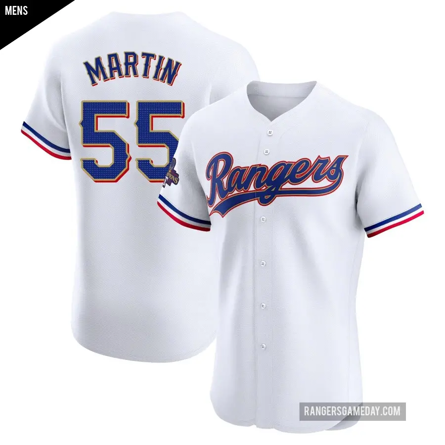 Men's Texas Rangers ＃55 Chris Martin Elite Gold White 2024 Collection Jersey