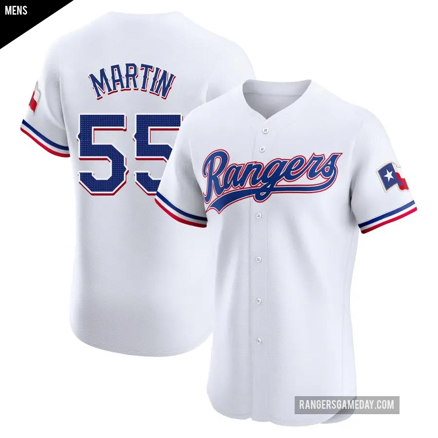 Men's Texas Rangers ＃55 Chris Martin Elite White Home Jersey