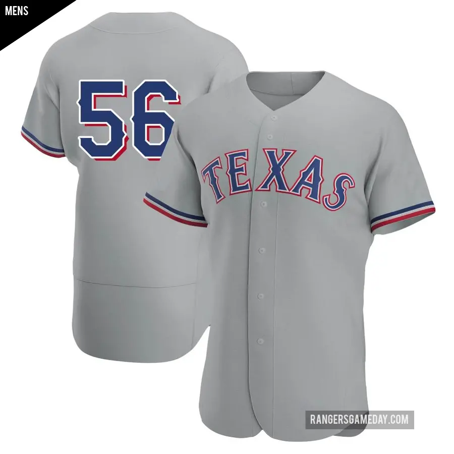 Men's Texas Rangers ＃56 Justin Foscue Authentic Gray Road Jersey