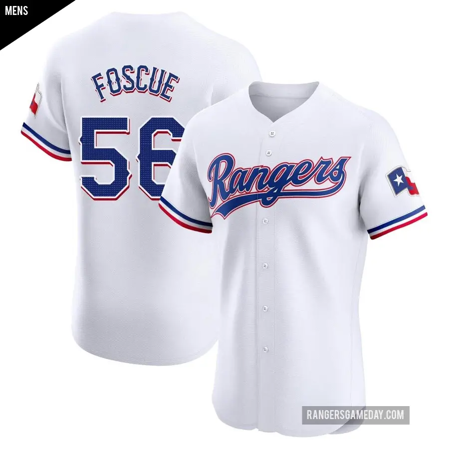 Men's Texas Rangers ＃56 Justin Foscue Elite White Home Jersey
