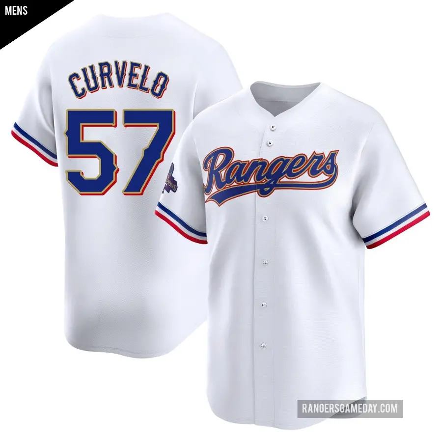 Men's Texas Rangers ＃57 Luis Curvelo Limited Gold White 2024 Collection Jersey