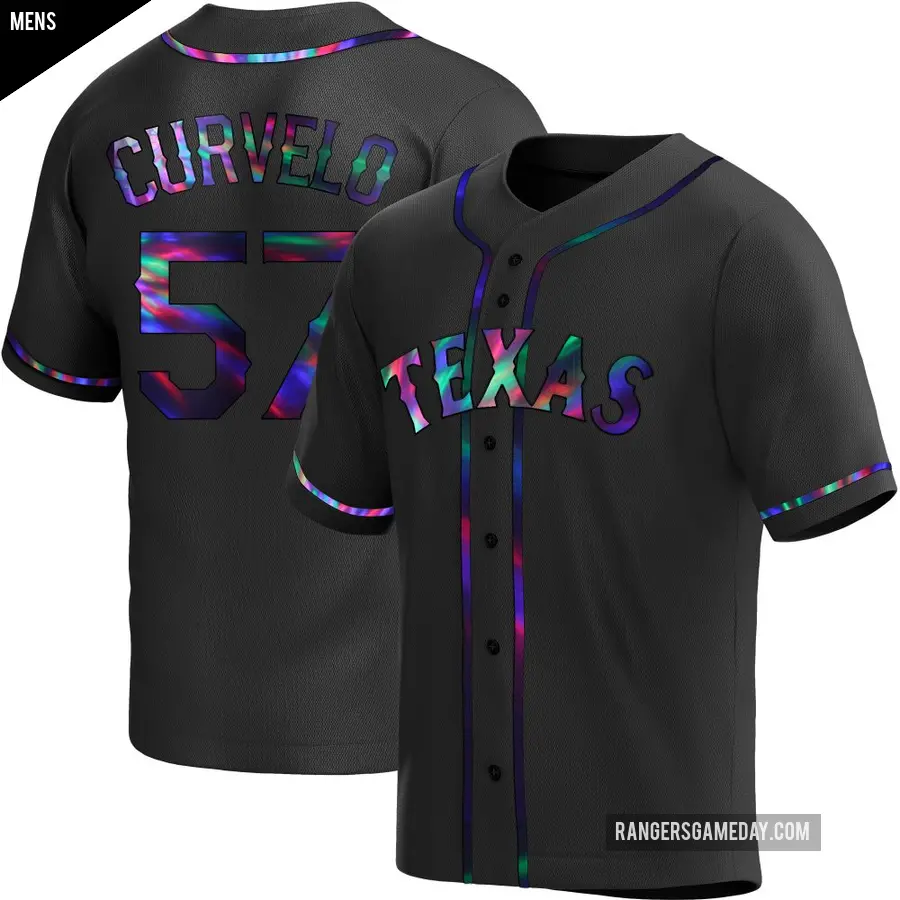 Men's Texas Rangers ＃57 Luis Curvelo Replica Black Holographic Alternate Jersey