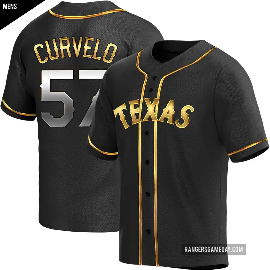 Men's Texas Rangers ＃57 Luis Curvelo Replica Gold Black en Alternate Jersey