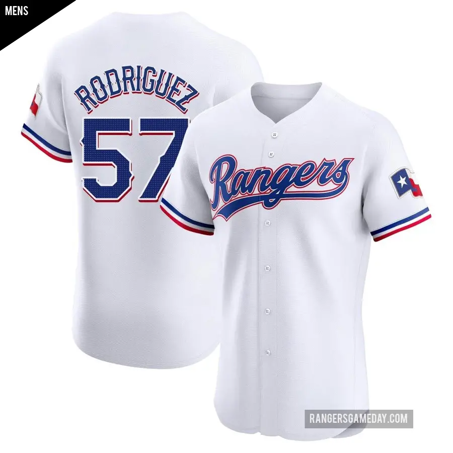 Men's Texas Rangers ＃57 Yerry Rodriguez Elite White Home Jersey