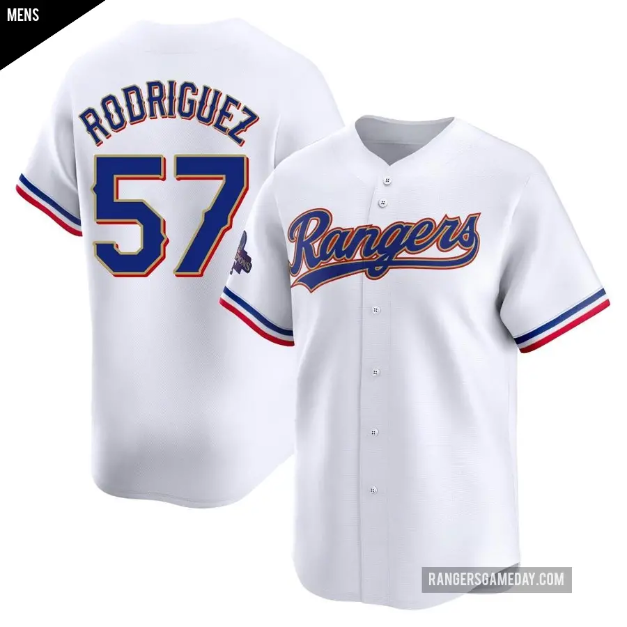 Men's Texas Rangers ＃57 Yerry Rodriguez Limited Gold White 2024 Collection Jersey