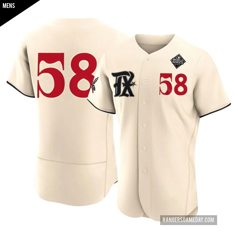 Men's Texas Rangers ＃58 Gerson Garabito Authentic Cream 2023 City Connect 2023 World Series Jersey