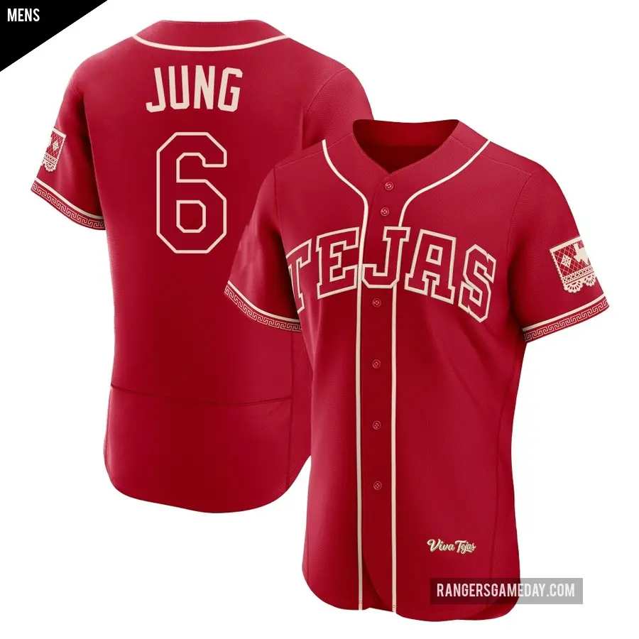 Men's Texas Rangers ＃6 Josh Jung Authentic Red 2026 City Connect Stadium Jersey