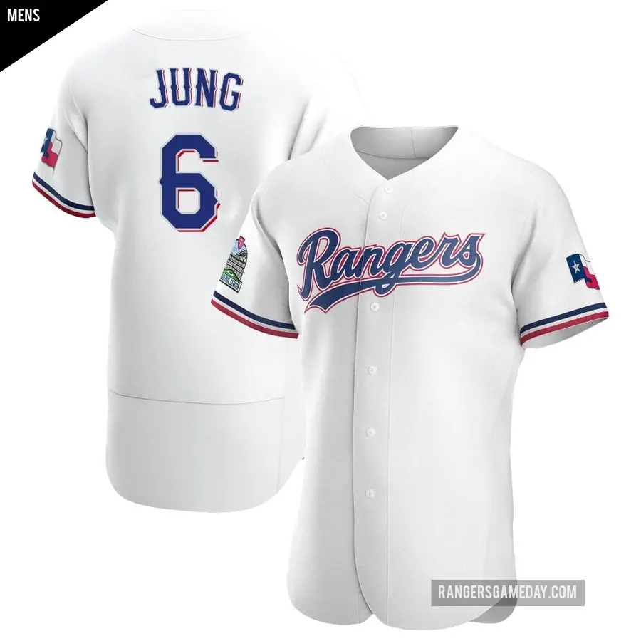 Men's Texas Rangers ＃6 Josh Jung Authentic White Home Jersey