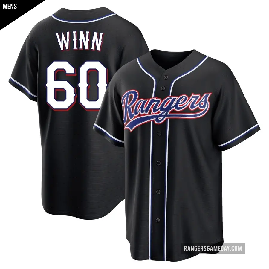 Men's Texas Rangers ＃60 Cole Winn Replica Black Fashion Out Jersey