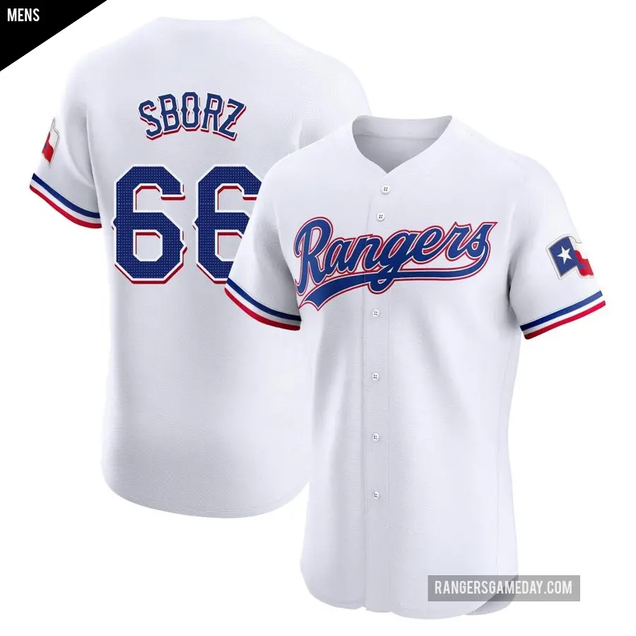 Men's Texas Rangers ＃66 Josh Sborz Elite White Home Jersey