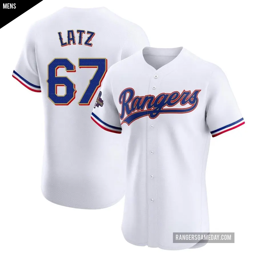 Men's Texas Rangers ＃67 Jacob Latz Elite Gold White 2024 Collection Jersey