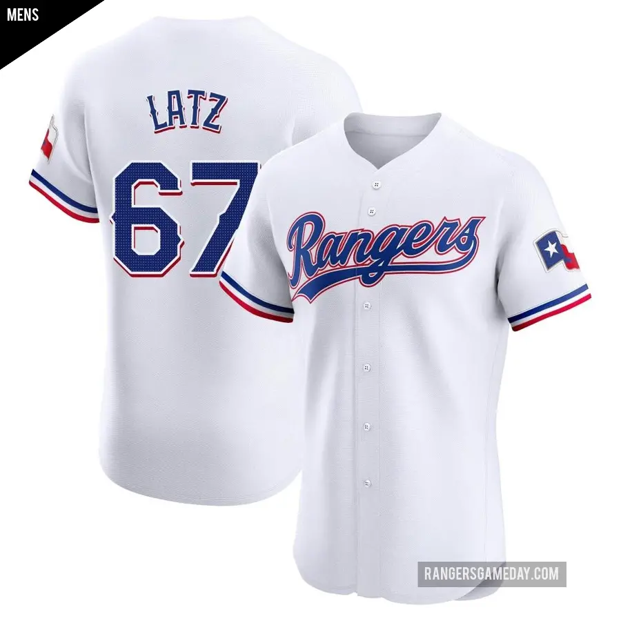 Men's Texas Rangers ＃67 Jacob Latz Elite White Home Jersey