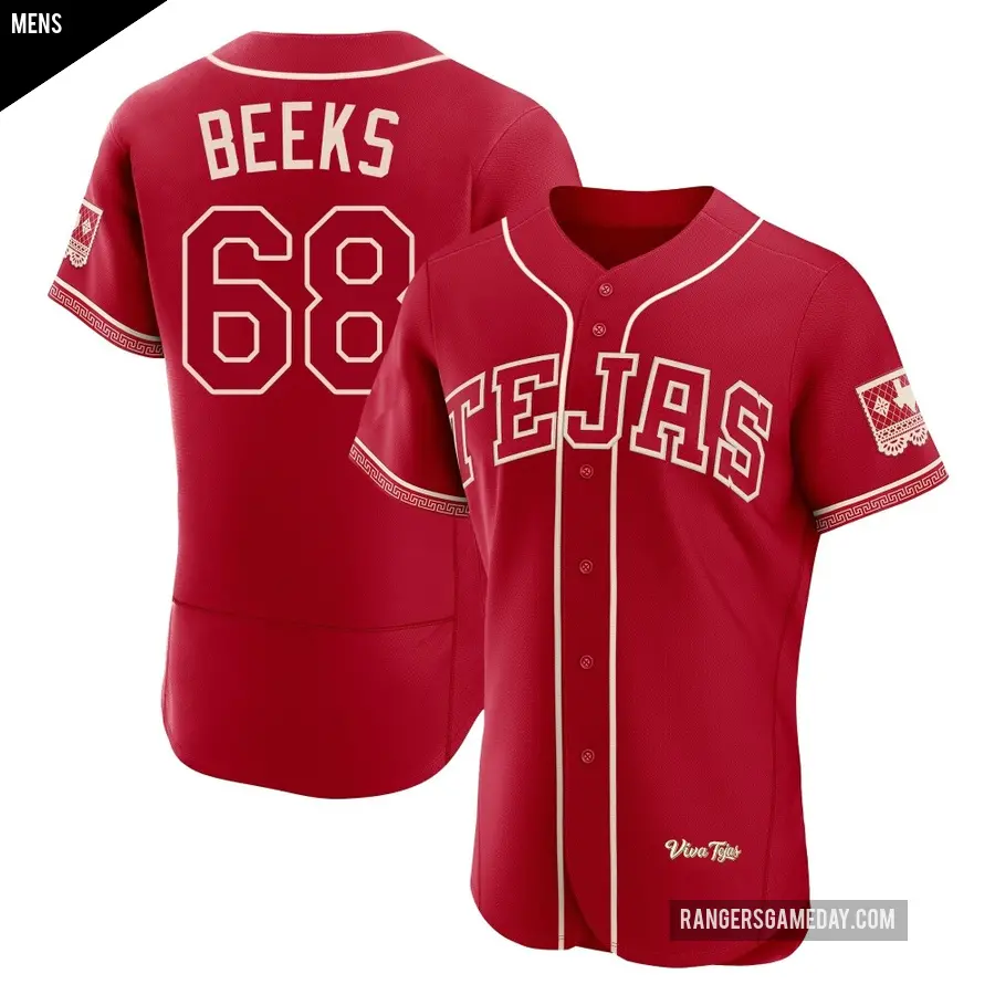 Men's Texas Rangers ＃68 Jalen Beeks Authentic Red 2026 City Connect Stadium Jersey