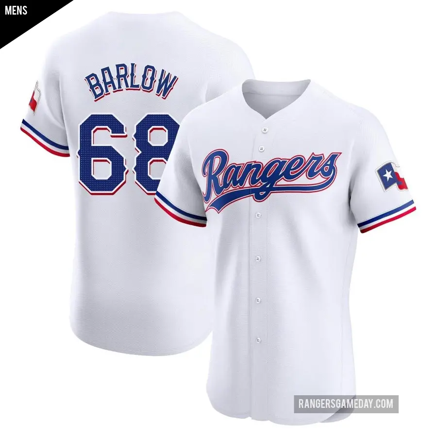 Men's Texas Rangers ＃68 Joe Barlow Elite White Home Jersey