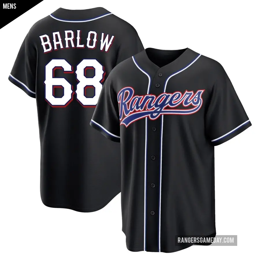 Men's Texas Rangers ＃68 Joe Barlow Replica Black Fashion Out Jersey