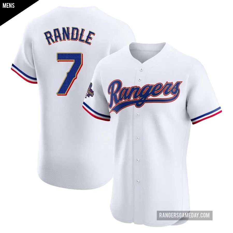 Men's Texas Rangers ＃7 Lenny Randle Elite Gold White 2024 Collection Jersey