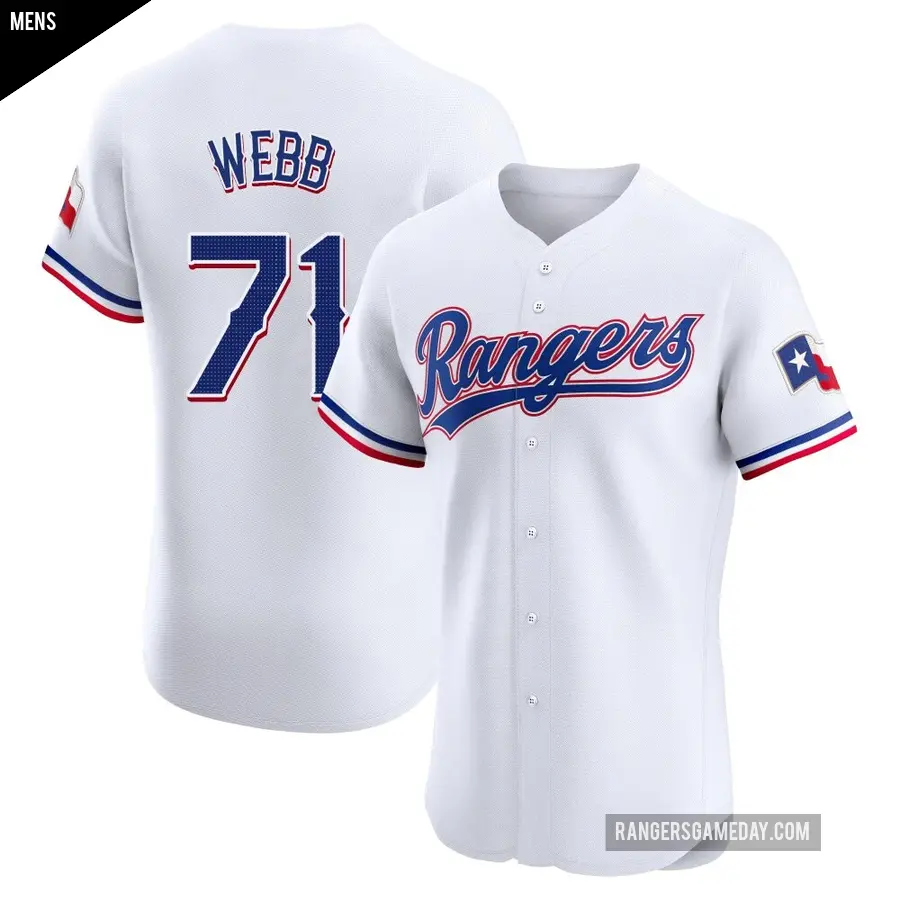 Men's Texas Rangers ＃71 Jacob Webb Elite White Home Jersey