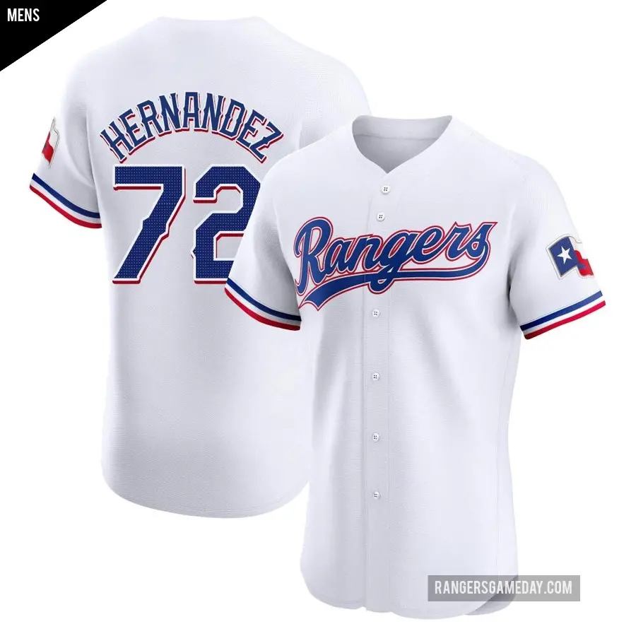 Men's Texas Rangers ＃72 Jonathan Hernandez Elite White Home Jersey