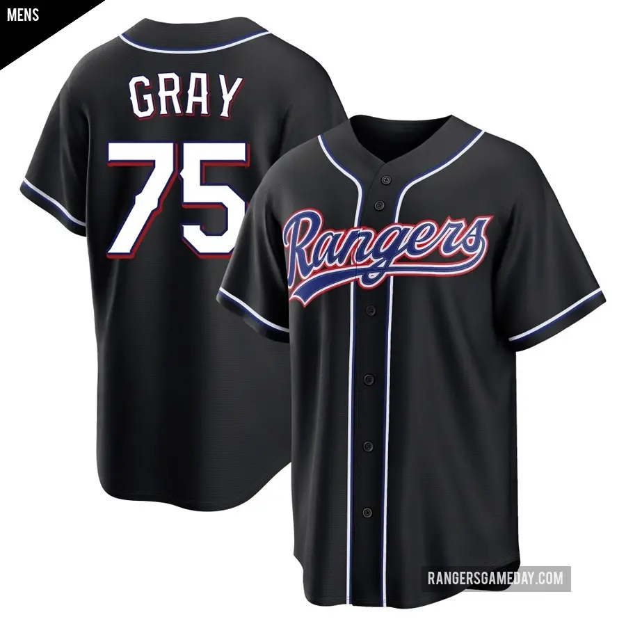 Men's Texas Rangers ＃75 Peyton Gray Replica Black Fashion Out Jersey