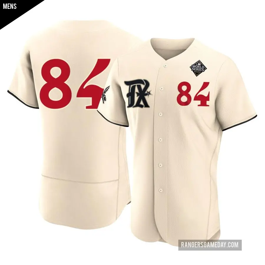 Men's Texas Rangers ＃84 Prince Fielder Authentic Cream 2023 City Connect 2023 World Series Jersey