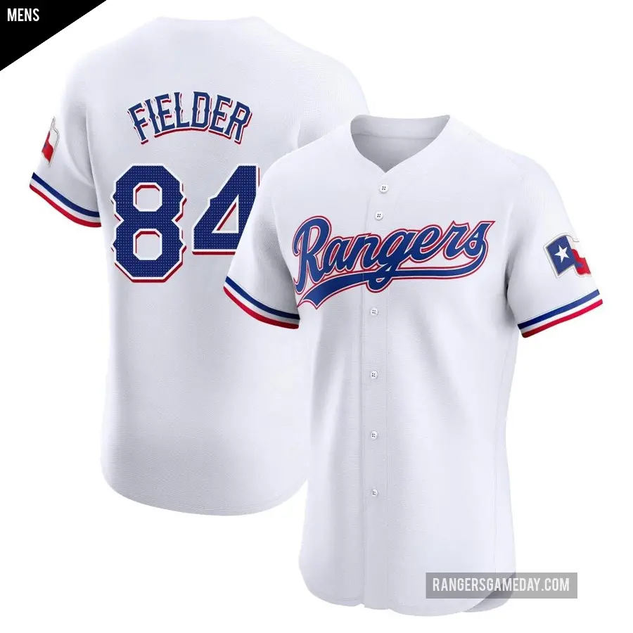 Men's Texas Rangers ＃84 Prince Fielder Elite White Home Jersey