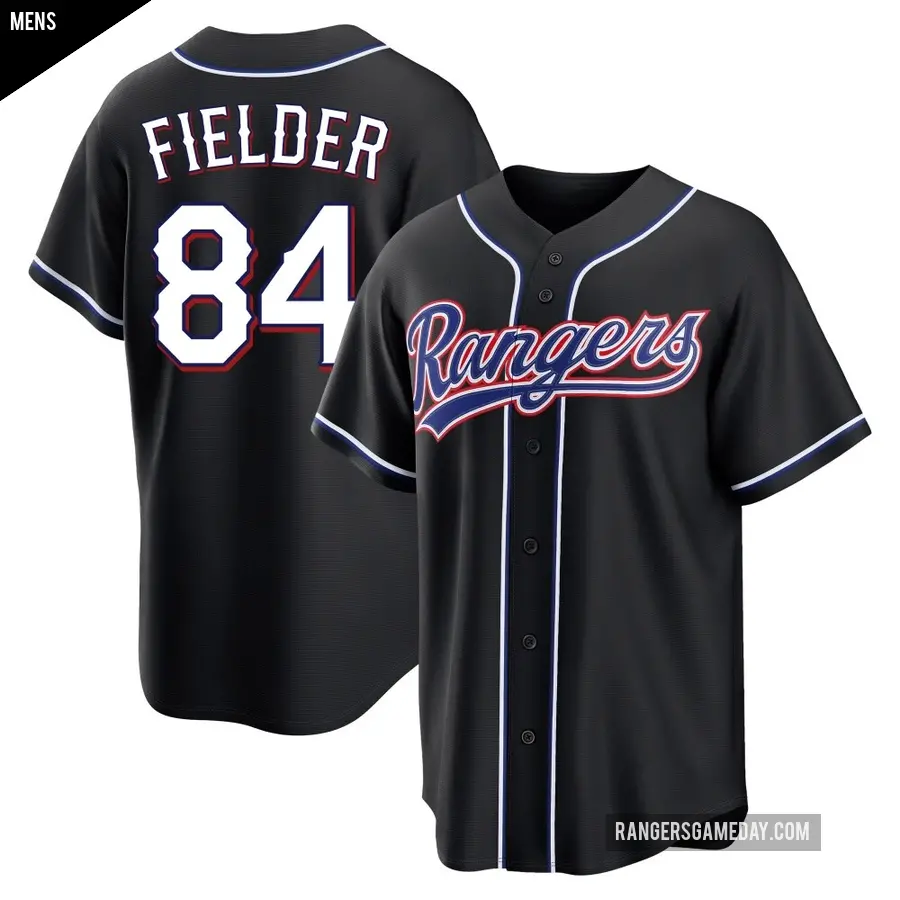 Men's Texas Rangers ＃84 Prince Fielder Replica Black Fashion Out Jersey