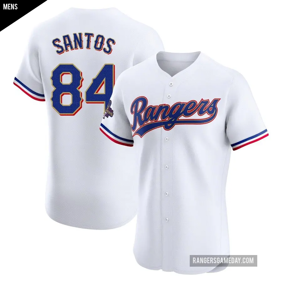 Men's Texas Rangers ＃84 Winston Santos Elite Gold White 2024 Collection Jersey