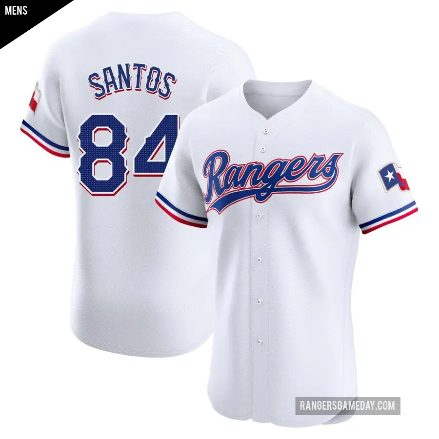 Men's Texas Rangers ＃84 Winston Santos Elite White Home Jersey
