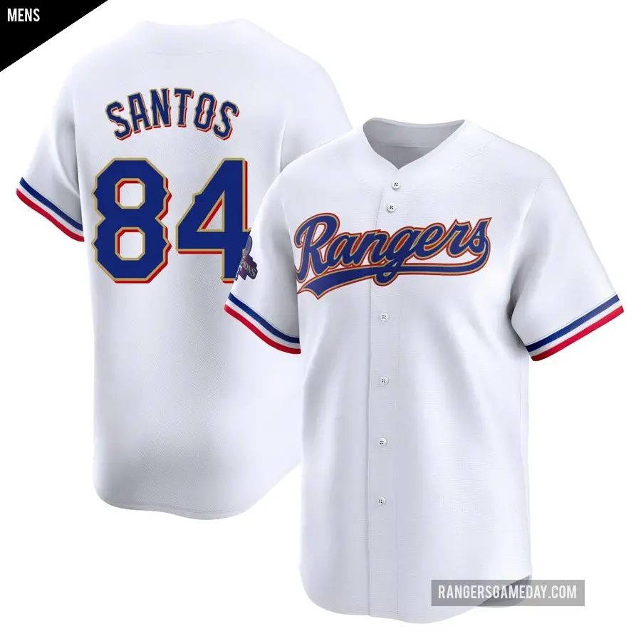 Men's Texas Rangers ＃84 Winston Santos Limited Gold White 2024 Collection Jersey