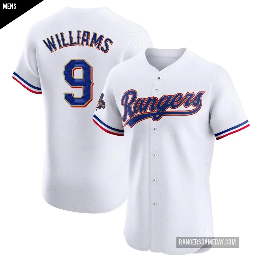 Men's Texas Rangers ＃9 Ted Williams Elite Gold White 2024 Collection Jersey