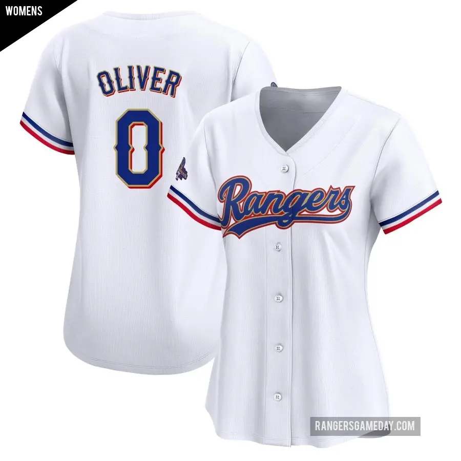 Women's Texas Rangers ＃0 Al Oliver Limited Gold White 2024 Collection Jersey