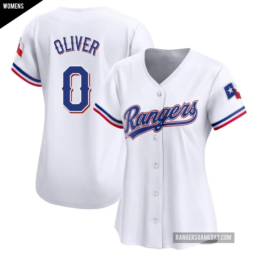 Women's Texas Rangers ＃0 Al Oliver Limited White Home Jersey