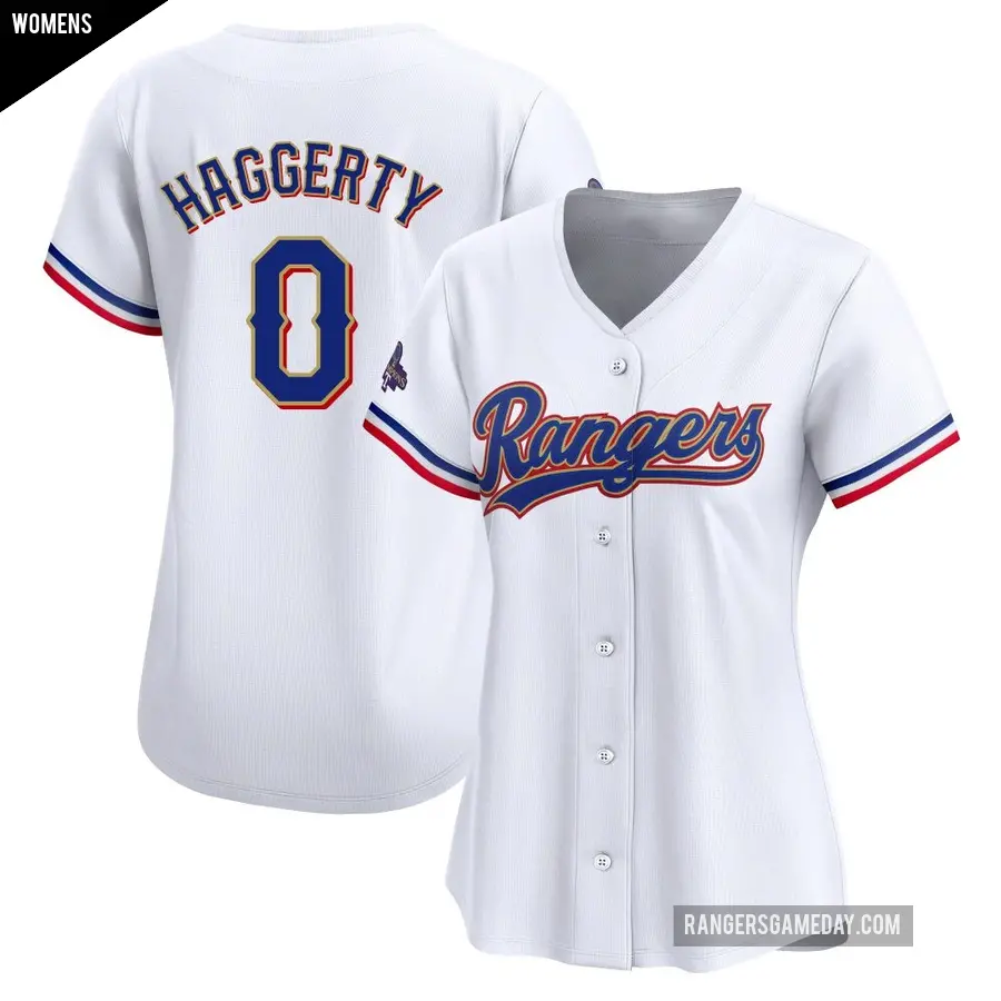 Women's Texas Rangers ＃0 Sam Haggerty Limited Gold White 2024 Collection Jersey
