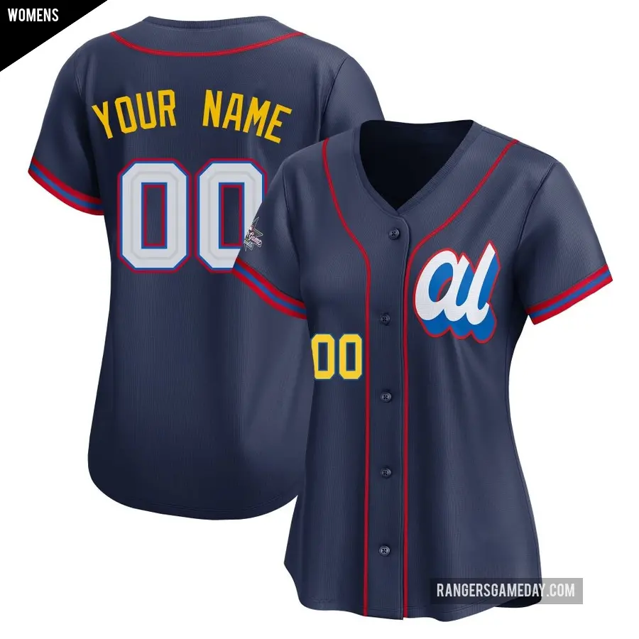 Women's Texas Rangers ＃00 Custom Limited Navy American League 2025 All-Star Edition Jersey