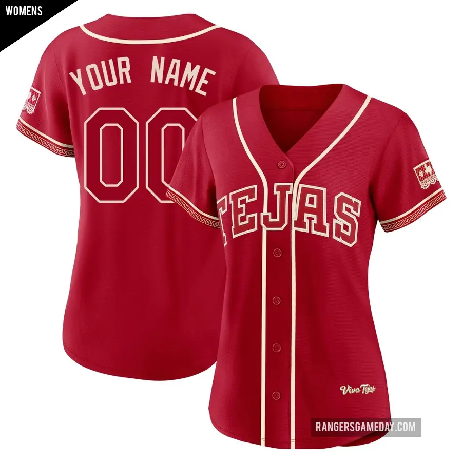 Women's Texas Rangers ＃00 Custom Limited Red 2026 City Connect Stadium Jersey