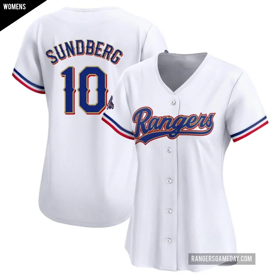 Women's Texas Rangers ＃10 Jim Sundberg Limited Gold White 2024 Collection Jersey