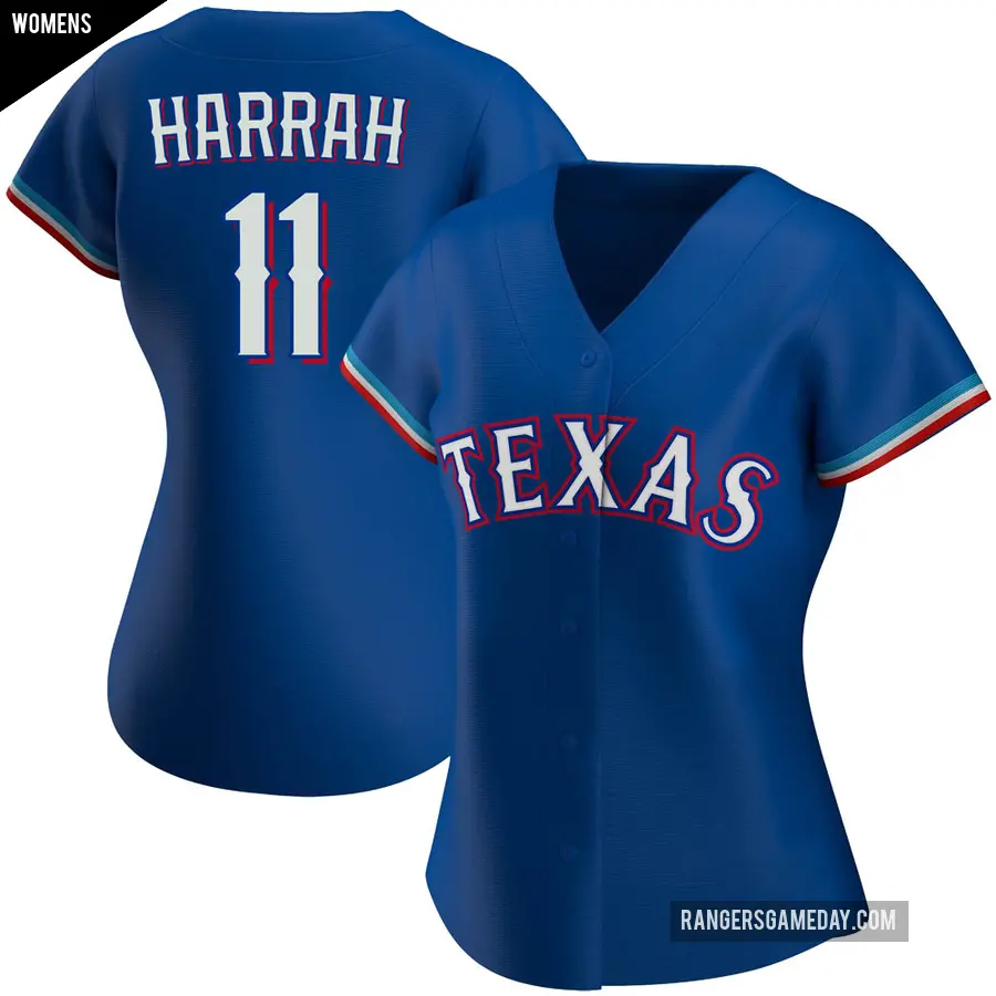 Women's Texas Rangers ＃11 Toby Harrah Authentic Royal Alternate Jersey