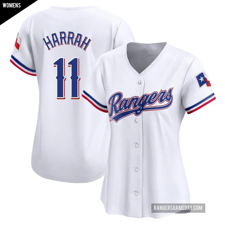 Women's Texas Rangers ＃11 Toby Harrah Limited White Home Jersey
