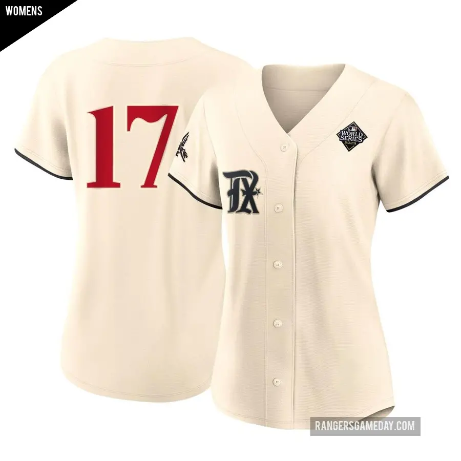 Women's Texas Rangers ＃17 Shin-Soo Choo Authentic Cream 2023 City Connect 2023 World Series Jersey