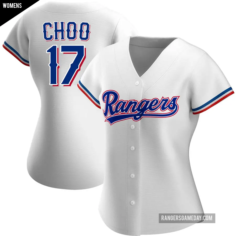 Women's Texas Rangers ＃17 Shin-Soo Choo Authentic White Home Jersey