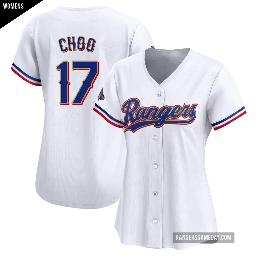 Women's Texas Rangers ＃17 Shin-Soo Choo Limited Gold White 2024 Collection Jersey