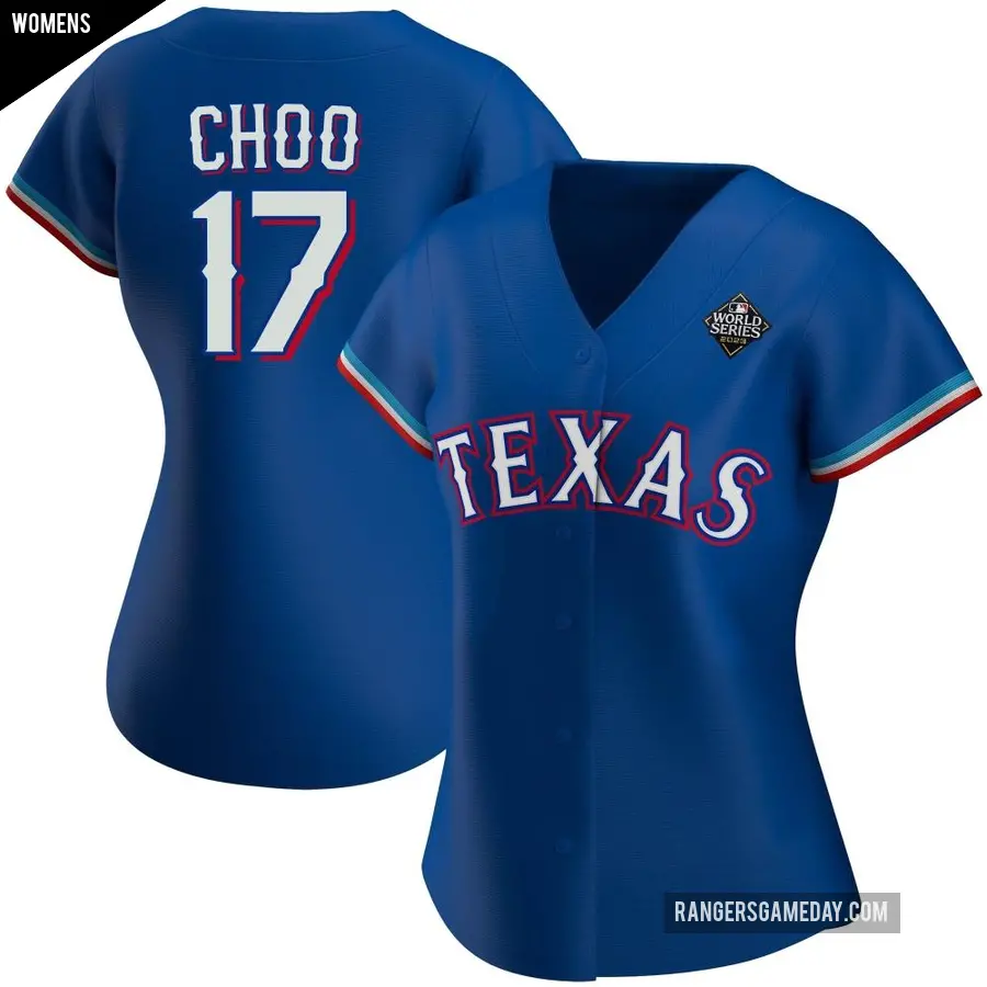 Women's Texas Rangers ＃17 Shin-Soo Choo Replica Royal Alternate 2023 World Series Jersey
