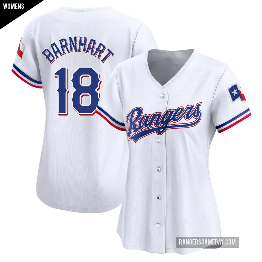 Women's Texas Rangers ＃18 Tucker Barnhart Limited White Home Jersey