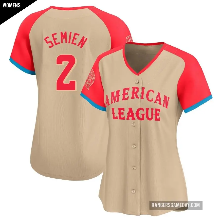 Women's Texas Rangers ＃2 Marcus Semien Limited Cream American League 2024 All-Star Game Jersey