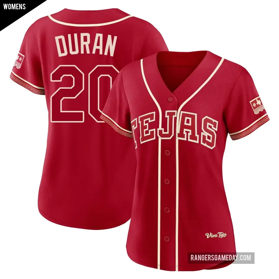 Women's Texas Rangers ＃20 Ezequiel Duran Limited Red 2026 City Connect Stadium Jersey